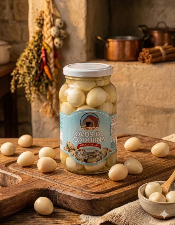 Pote de ovo de codorna em conserva premium Dupaiol
